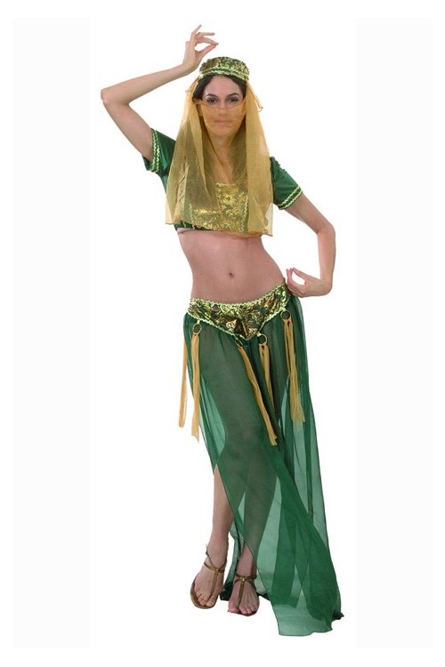 Déguisement Femme Princesse Orientale - Costume Complet (pantalon, Gilet, Ceinture, Chapeau), Polyester, Carnaval/fête