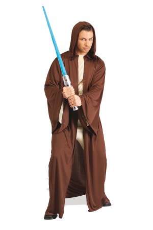 Costume + capuche adulte robe Jedi™ marron - Taille Unique