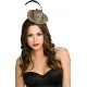 Mini chapeau femme capone noir et or avec plume