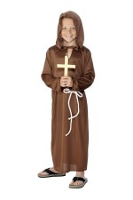 Déguisement Moine Médiéval - Robe Noire Avec Capuche, Ceinture Et Croix - Pour Halloween, Jeux De Rôle, Soirées à Thème - Taille S à XXL