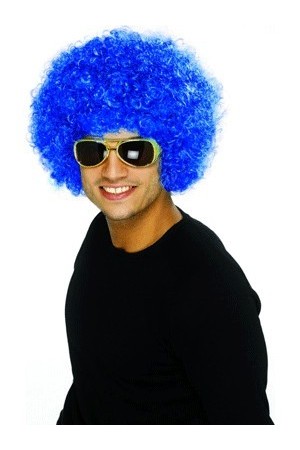 Perruque Afro Bleue